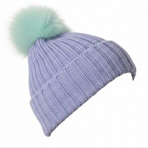 Mountain Warehouse Purple Knit Beanie Mint Faux Fur Pom-Pom Winter Hat
